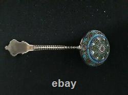 Pair Of Large Antique Imperial Russian Silver Enamel Spoon Ladle