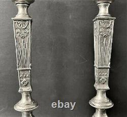 Pair of Antique Imperial Russian 84 Silver Candlesticks (M. Rindin)