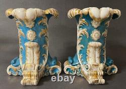 Pair of Antique Imperial Russian Popov Factory Porcelain Vases