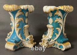 Pair of Antique Imperial Russian Popov Factory Porcelain Vases