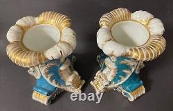 Pair of Antique Imperial Russian Popov Factory Porcelain Vases