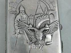 RARE ANTIQUE IMPERIAL RUSSIAN 84 SILVER CIGARETTE CASE Bogatyr / Russian Eagle