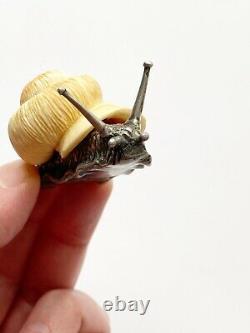 RARE- Antique Imperial Russian Faberge Animal Silver Snail In Box
