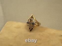 RARE IMPERIAL GOLD-PLATED SILVER 84 SAPPHIRE CROWN RING From FABERGE ERA Sz 7