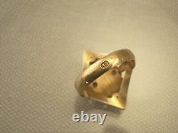 RARE IMPERIAL GOLD-PLATED SILVER 84 SAPPHIRE CROWN RING From FABERGE ERA Sz 7