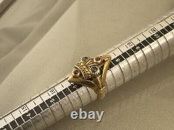 RARE IMPERIAL GOLD-PLATED SILVER 84 SAPPHIRE CROWN RING From FABERGE ERA Sz 7