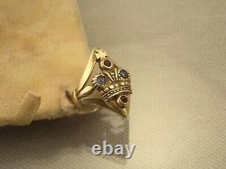 RARE IMPERIAL GOLD-PLATED SILVER 84 SAPPHIRE CROWN RING From FABERGE ERA Sz 7