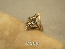 RARE IMPERIAL GOLD-PLATED SILVER 84 SAPPHIRE CROWN RING From FABERGE ERA Sz 7