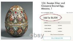 RARE LARGE RUSSIAN IMPERIAL SILVER and ENAMEL EGG, 1st ARTEL