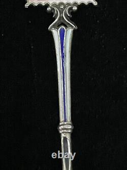 RARE Russian Silver Enamel Spoon With Chinese Imperial Post 2 Cent Stamp Decor 800
