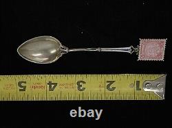 RARE Russian Silver Enamel Spoon With Chinese Imperial Post 2 Cent Stamp Decor 800