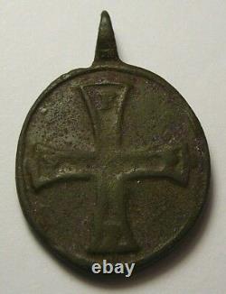 RARE XIVth Century Icon Pendant Archangel Michael and Cross Imperial Russian