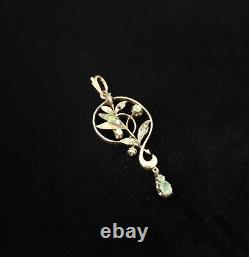 Rare Antique 56 Gold Imperial Russian Gemset Brooch Pendant 14K Peridot Garnet