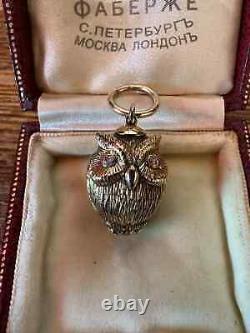 Rare Antique Imperial Faberge OWL Egg Pendant 14k Solid Gold 56 Kollin 1895's