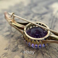 Rare Antique Imperial Russia Brooch twig Gold 56 Amethyst 10,44gr 1890s