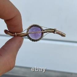 Rare Antique Imperial Russia Brooch twig Gold 56 Amethyst 10,44gr 1890s