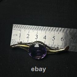 Rare Antique Imperial Russia Brooch twig Gold 56 Amethyst 10,44gr 1890s