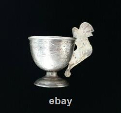 Rare Antique Imperial Russian 84 Silver Charka Cup Shot Vodka Griffin Handle RU