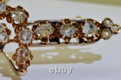 Rare Antique Imperial Russian Brooch Luck Horse Shoe 14k Gold 1ct Diamond c1890