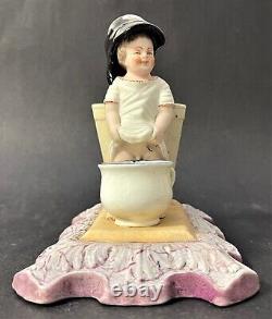 Rare Antique Imperial Russian Gardner Porcelain Peeing Boy Pencil Holder