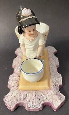 Rare Antique Imperial Russian Gardner Porcelain Peeing Boy Pencil Holder