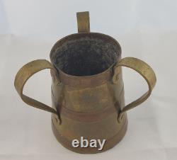 Rare Antique Imperial Russian Judaica 3 Handle Brass Loving Laver Cup 1800's