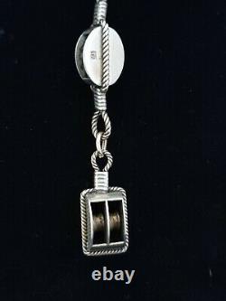 Rare Antique Imperial Russian Silver Rope Pulley Nautical Navy Pendant Necklace