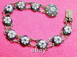 Rare Antique Imperial Russian Sterling Silver 84 Enamel Jewelry Bracelet Signed
