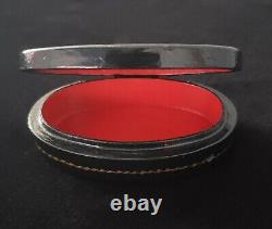 Rare Antique Royal Russian Painted Laquered Oval Red Lacquer Box Troika Sled RU