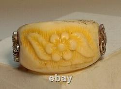 Rare Bone Ring Silver 84 Flower Russian Imperial Crown