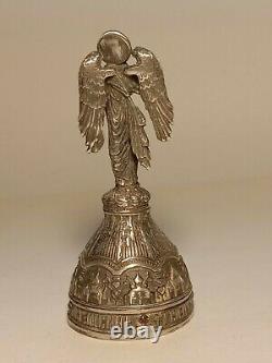 Rare Church Bell Imperial Russian Miniature Angel Sterling Silver 84