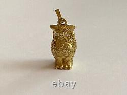 Rare Imperial Russian Faberge OWL Pendant Solid Silver Gild 88 and Diamonds Eyes