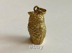 Rare Imperial Russian Faberge OWL Pendant Solid Silver Gild 88 and Diamonds Eyes