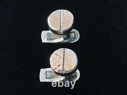 Rare Imperial Russian Hammered Rose Gold Wash 84 Silver Small Cufflinks / Button