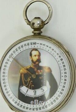 Rare Imperial Russian silver Digital Hours pocket watch c Russo-Turkish War