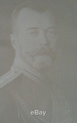 Rare Large Russian Imperial Antique Photo of Tsar Nicholas II Romanov Gilt Frame