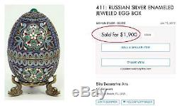 Rare Original Russian Imperial Silver & Cloisonne Egg