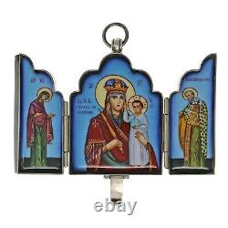 Rare Pavel Ovchinnikov 1887 Triptych Icon Silver Antique Imperial Russian Moscow