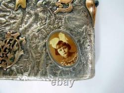 Rare Russia Imperial Russian Silver Hand Made Gold Deco Cigarette Case Marked