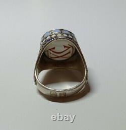 Rare Russian IMPERIAL 84 Silver Ring with Enamel. 20mm