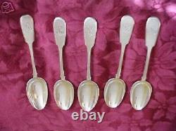 Rare Set Faberge Five Spoons Silver 84 Monogram Russian Imperial Antique Russia