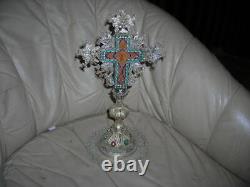 Rare Signed I. Manilov Antique Russian Imperial Silver Cross Or Relic 15