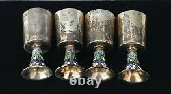 Rare ZVEREV Antique Imperial Russian 88 Silver 84 Cloisonne Enamel Cup Goblet RU
