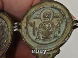 Rare antique 17th Century Imperial Russian silver travel Ortodox icon diptych