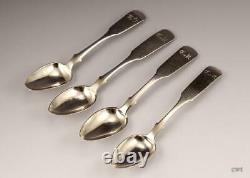 Rear Four Monogram Old Spoons Russian Imperial Silver 84 Antique Sterling Russia
