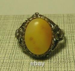 Ring Amber Imperial Russian 84 Silver Moscow 1901