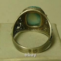 Ring Turquoise 84 Silver Imperial Russian 1907 George the Victorious
