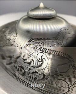 Russia, Antique Imperial Russian 84 Silver Sugar Bowl Engraved. Exelend condition