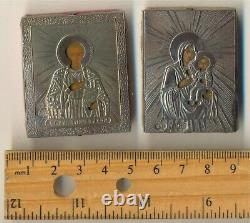 Russian Antique Imperial Icon Sterling Silver 2 travel icons Christia (5000)