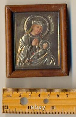 Russian Antique Imperial Icon Sterling Silver Godmother with child (5000)